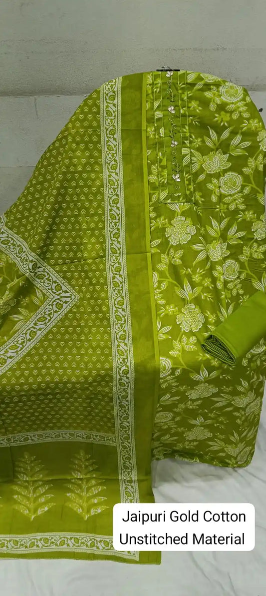 Premium Cotton Unstitched Suit With Dupatta