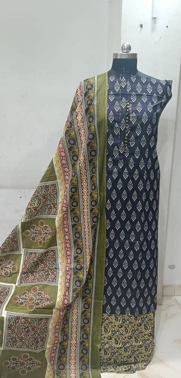 Premium Cotton Unstitched Suit With Dupatta