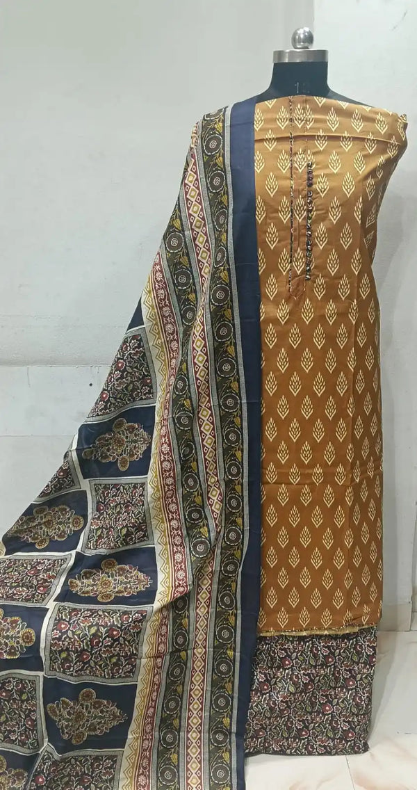 Premium Cotton Unstitched Suit With Dupatta