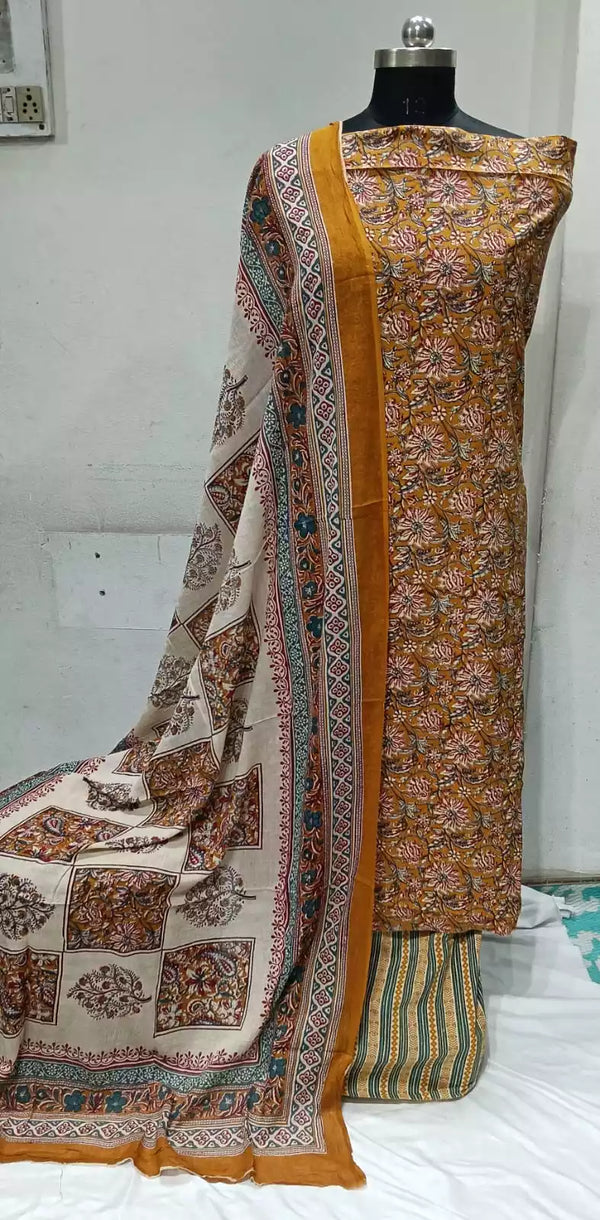 Premium Cotton Unstitched Suit With Dupatta