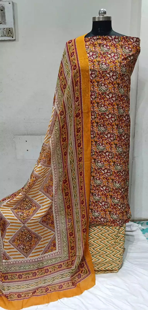 Premium Cotton Unstitched Suit With Dupatta