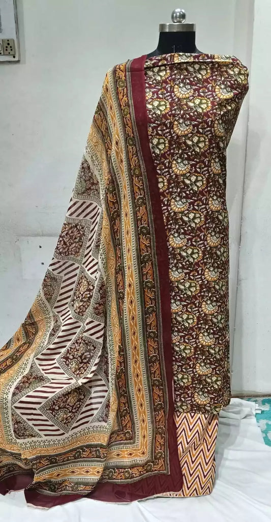 Premium Cotton Unstitched Suit With Dupatta