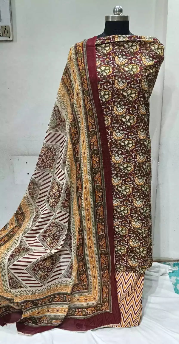 Premium Cotton Unstitched Suit With Dupatta