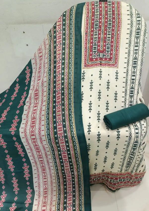 RAYON KARACHI PRINTS UNSTITCHED DRESS MATERIAL WITH COTTON DUPATTA