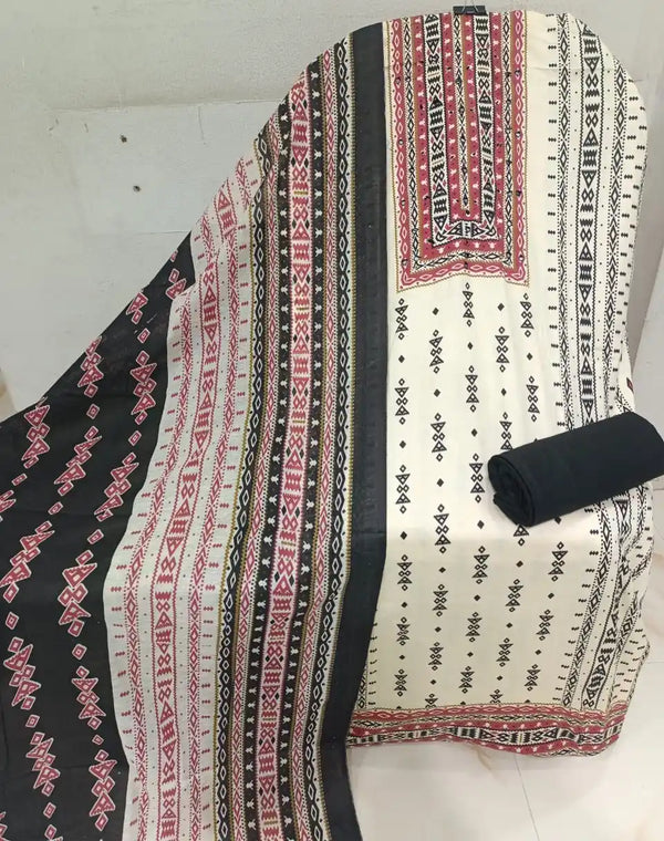 RAYON KARACHI PRINTS UNSTITCHED DRESS MATERIAL WITH COTTON DUPATTA