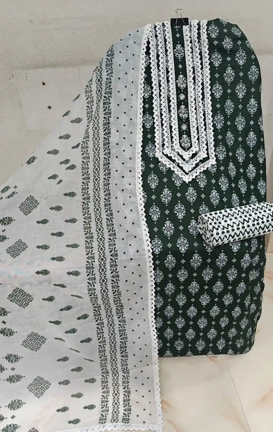 UNSTITCHED COTTON CROCHET SUIT