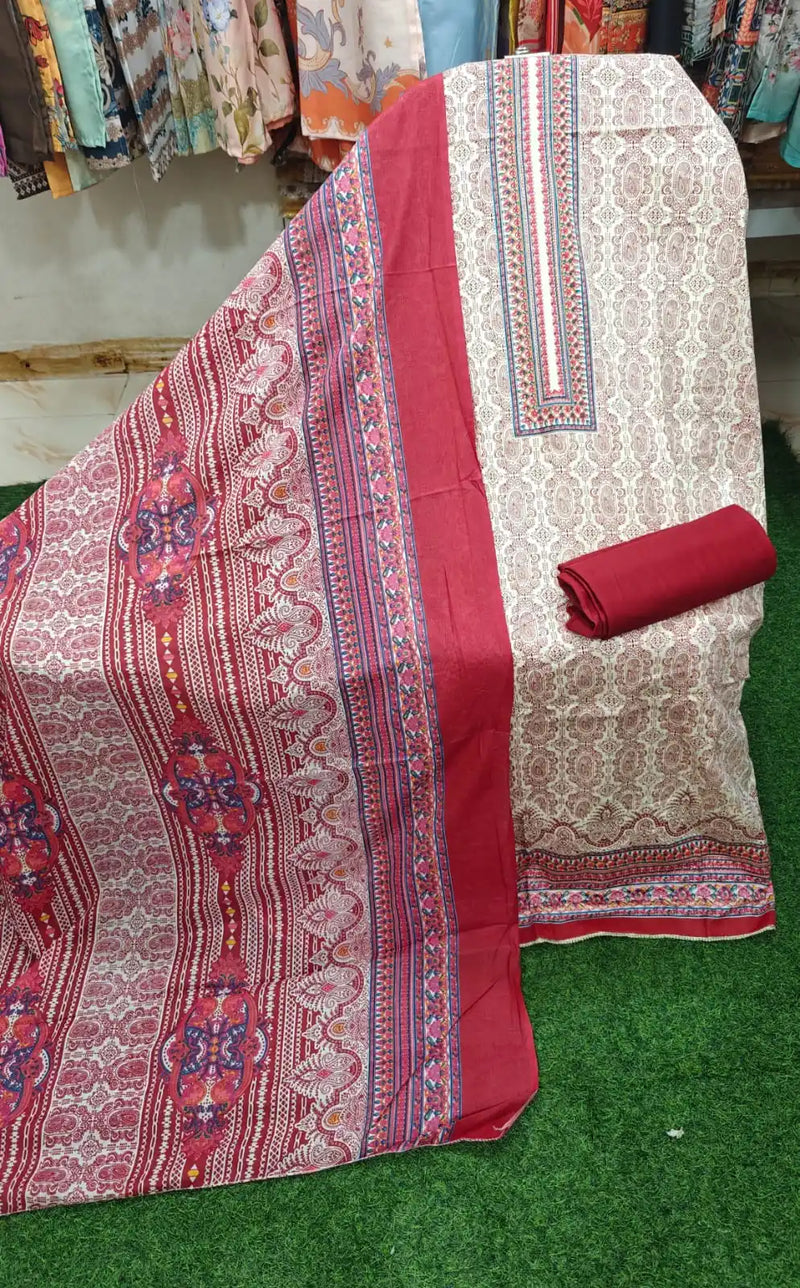 SOFT JAM COTTON KARACHI PRINTS UNSTITCHED SUIT
