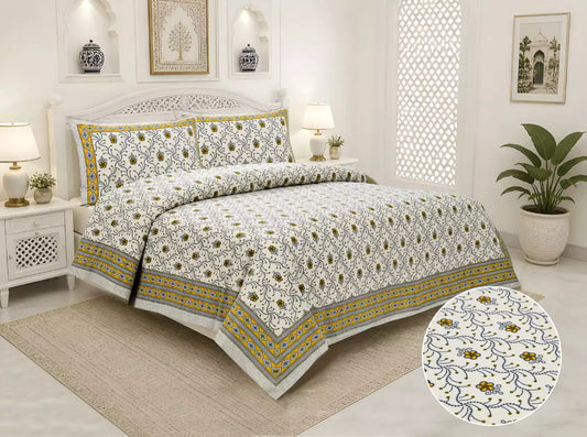 KING SIZE BEDSHEET - JAIPURI BLOCK PRINT