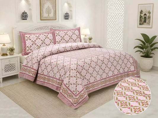 KING SIZE BEDSHEET - JAIPURI BLOCK PRINT