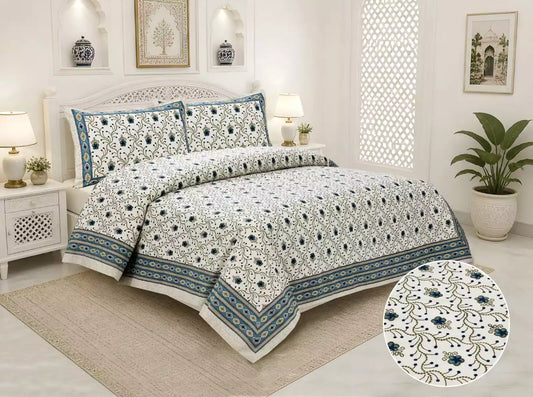 KING SIZE BEDSHEET - JAIPURI BLOCK PRINT