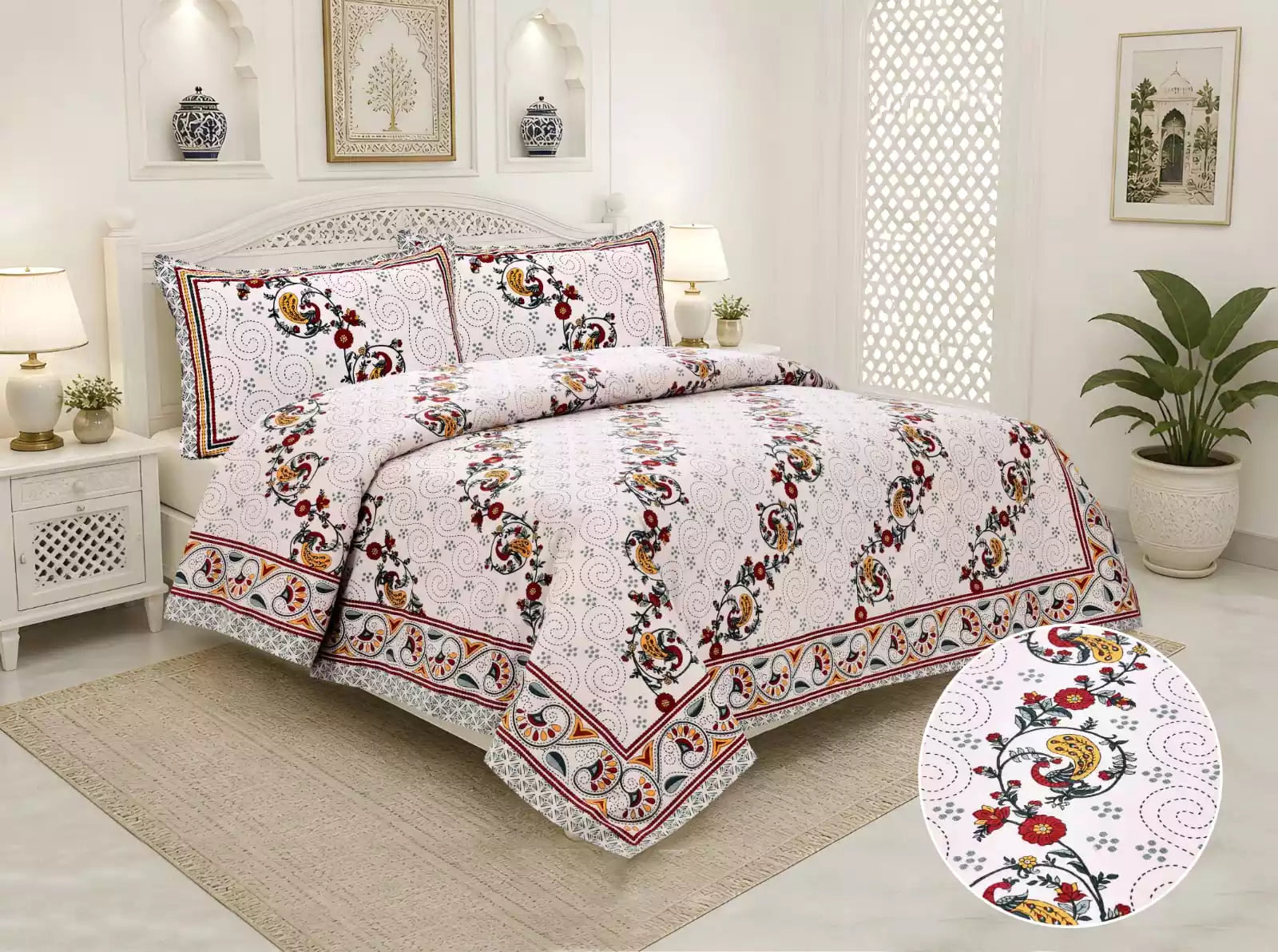 KING SIZE BEDSHEET - JAIPURI BLOCK PRINT