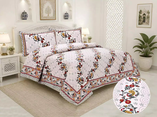 KING SIZE BEDSHEET - JAIPURI BLOCK PRINT