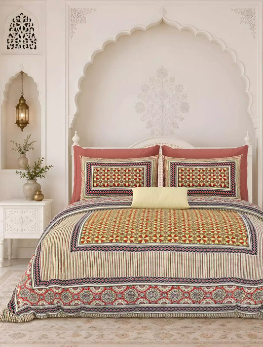 KING SIZE BEDSHEET - JAIPURI BLOCK PRINT
