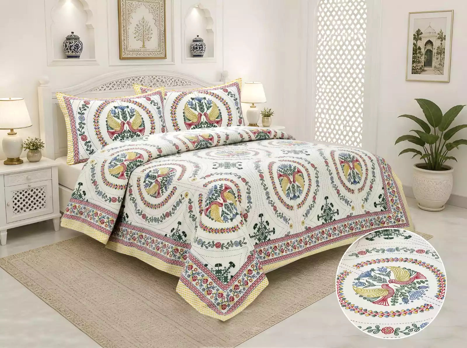 KING SIZE BEDSHEET - JAIPURI BLOCK PRINT