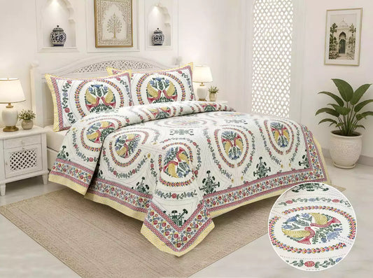 KING SIZE BEDSHEET - JAIPURI BLOCK PRINT