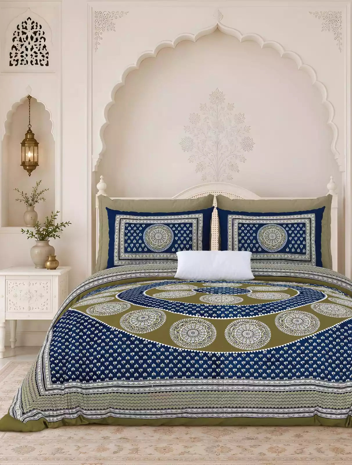 KING SIZE BEDSHEET - JAIPURI BLOCK PRINT