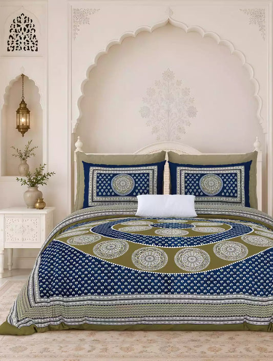 KING SIZE BEDSHEET - JAIPURI BLOCK PRINT