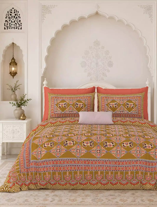 KING SIZE BEDSHEET - JAIPURI BLOCK PRINT