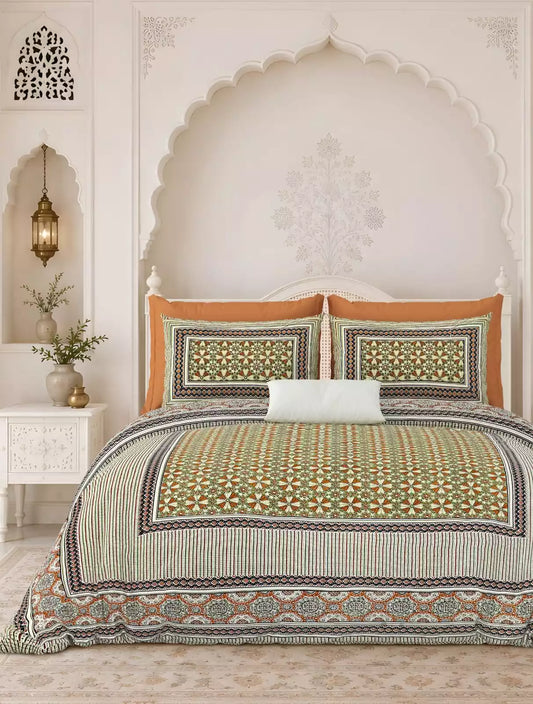 KING SIZE BEDSHEET - JAIPURI BLOCK PRINT