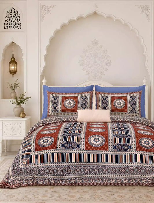 KING SIZE BEDSHEET - JAIPURI BLOCK PRINT