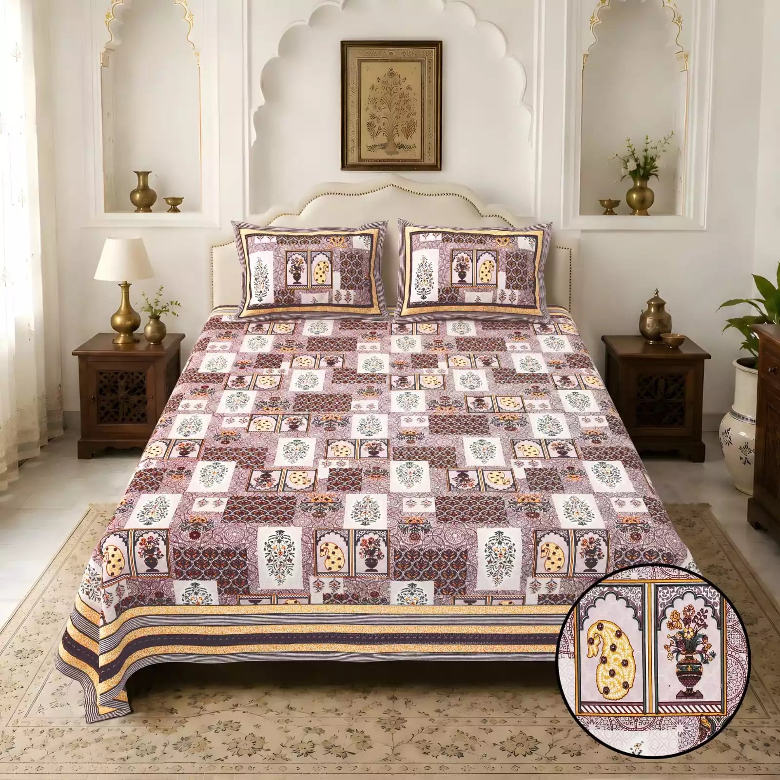 KING SIZE BEDSHEET - JAIPURI BLOCK PRINT