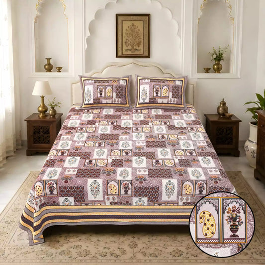 KING SIZE BEDSHEET - JAIPURI BLOCK PRINT