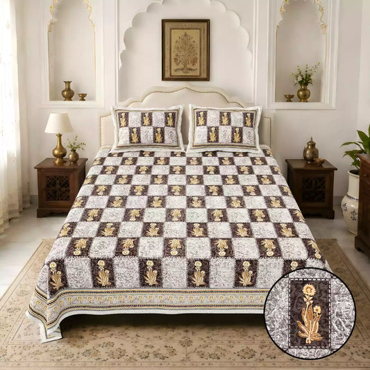 KING SIZE BEDSHEET - JAIPURI BLOCK PRINT