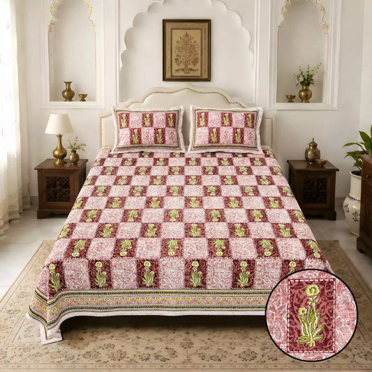 KING SIZE BEDSHEET - JAIPURI BLOCK PRINT