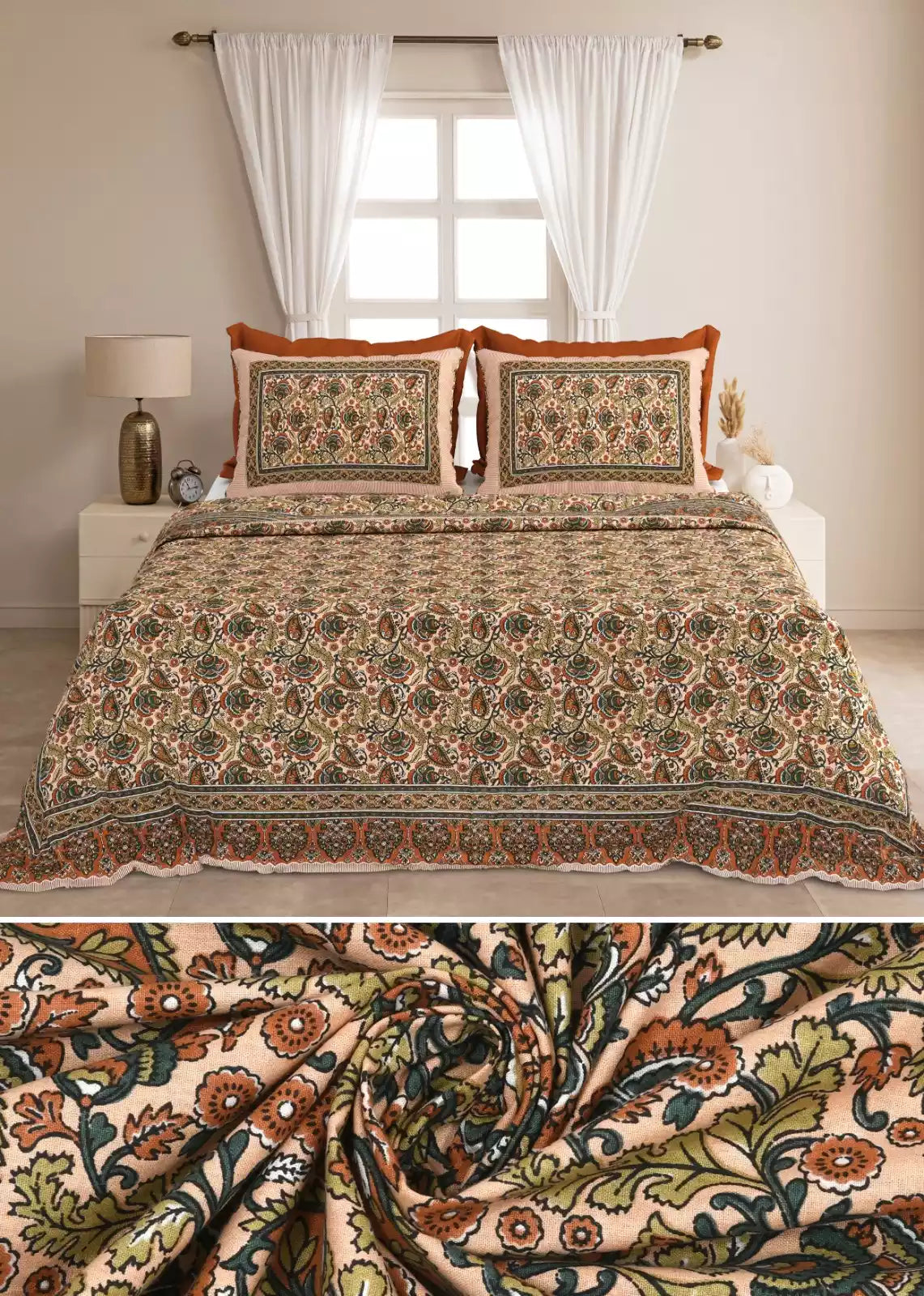 KING SIZE BEDSHEET - JAIPURI BLOCK PRINT