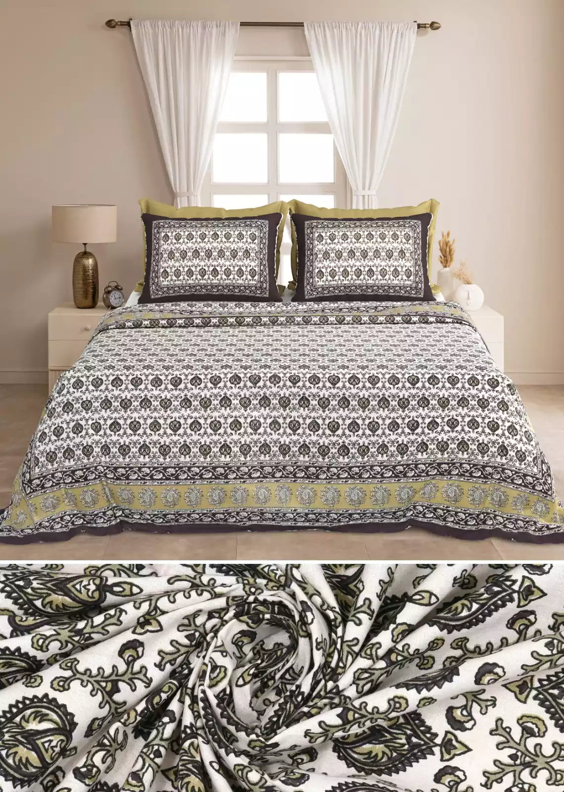 KING SIZE BEDSHEET - JAIPURI BLOCK PRINT