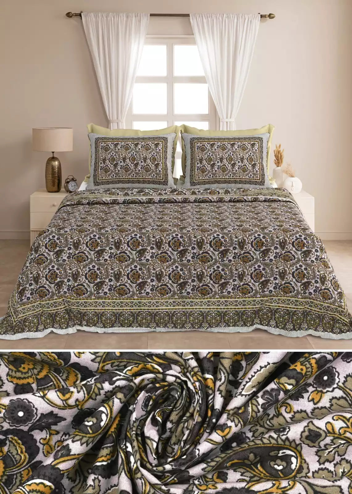 KING SIZE BEDSHEET - JAIPURI BLOCK PRINT