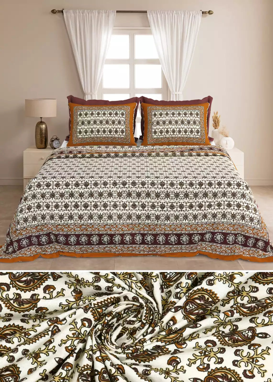 KING SIZE BEDSHEET - JAIPURI BLOCK PRINT