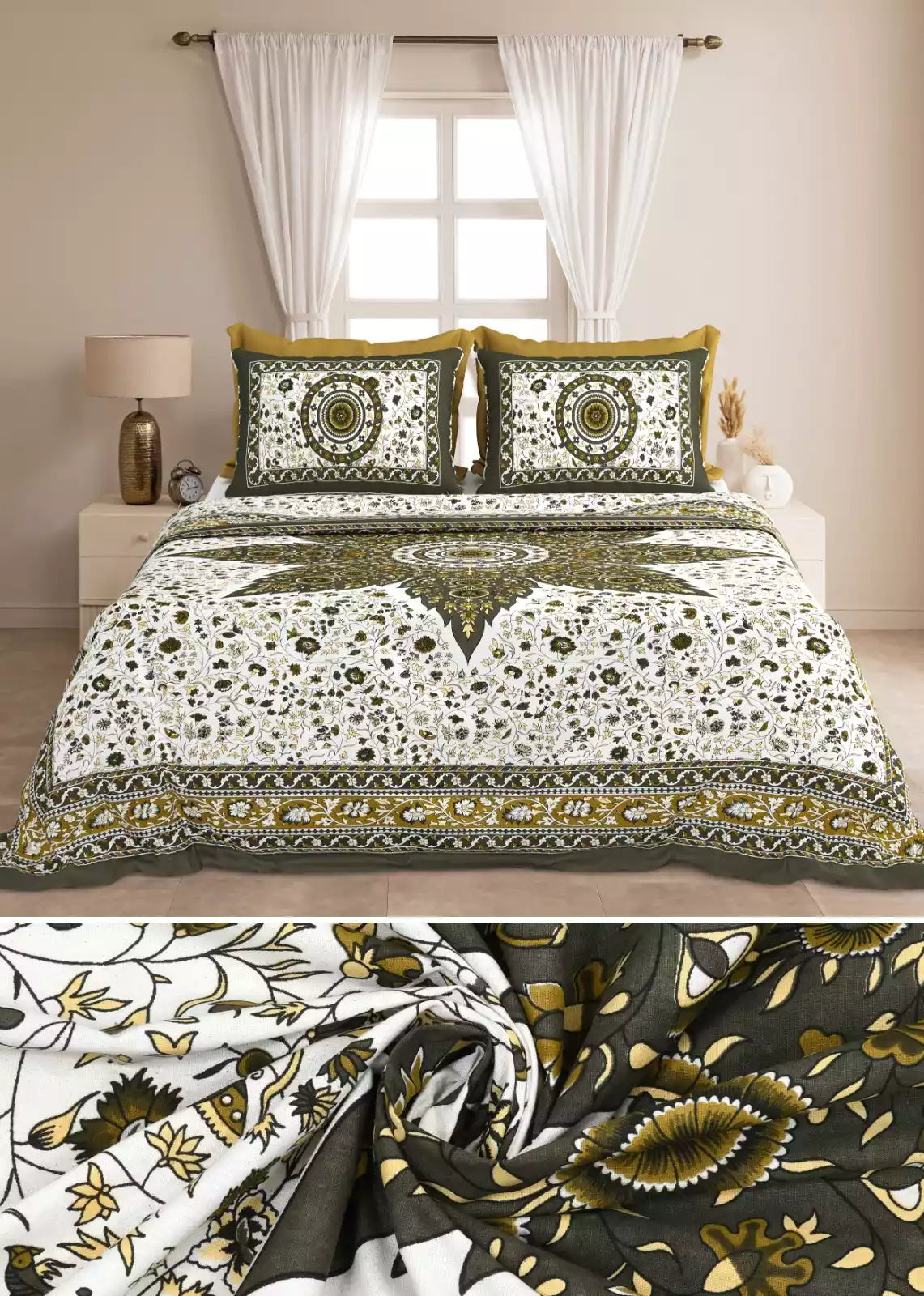 KING SIZE BEDSHEET - JAIPURI BLOCK PRINT