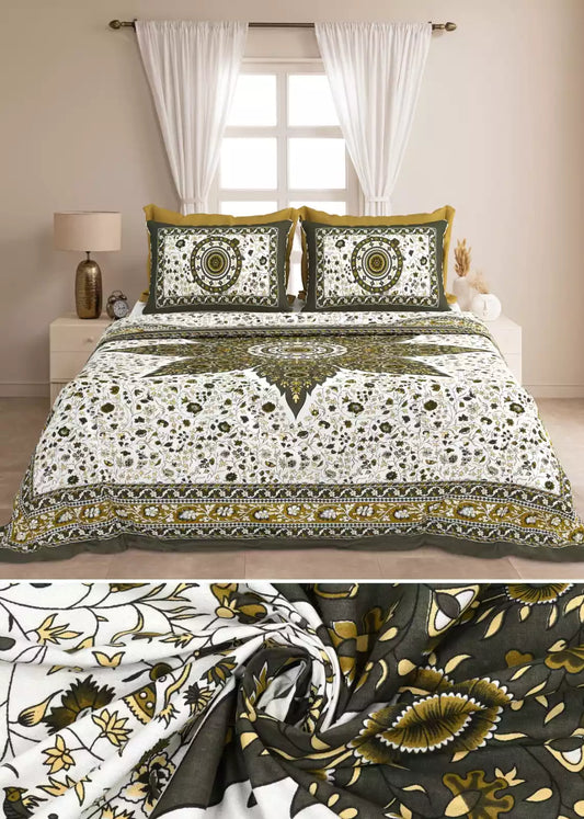 KING SIZE BEDSHEET - JAIPURI BLOCK PRINT