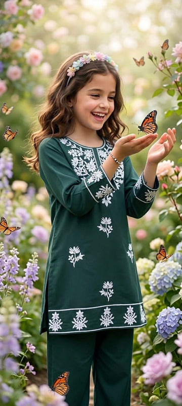 Girls Pretty Kashmiri Embroidery Kurti Set by ASC