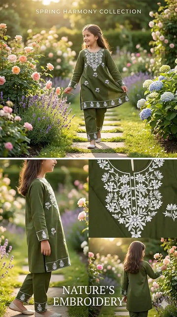 Girls Modern Kashmiri Embroidery Kurti Set by ASC