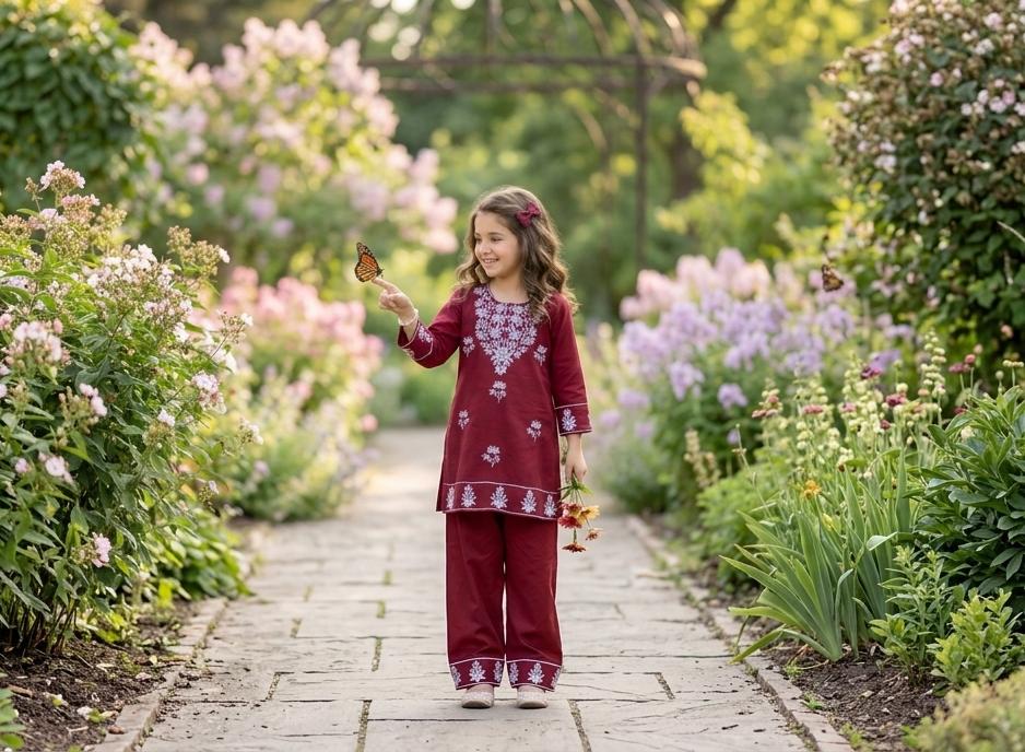 ✨ Girls Kids Wear Premium Kashmiri Embroidery Kurti Set ✨
