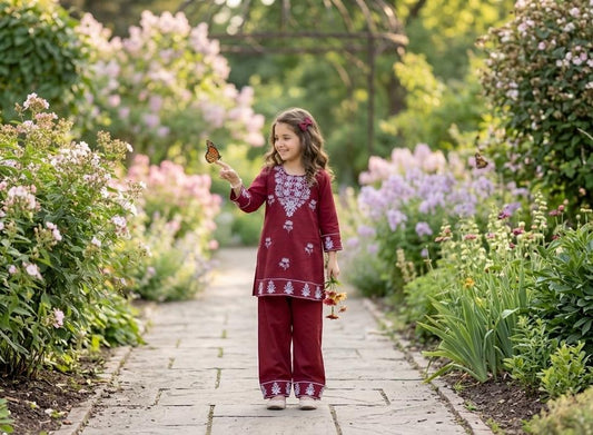 ✨ Girls Kids Wear Premium Kashmiri Embroidery Kurti Set ✨