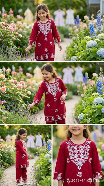 Girls Royal Kashmiri Embroidery Kurti Set by ASC