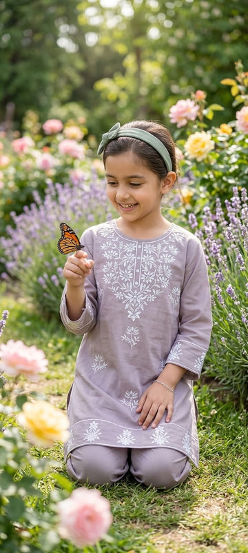 Girls Stylish Kashmiri Embroidery Kurti Set by ASC