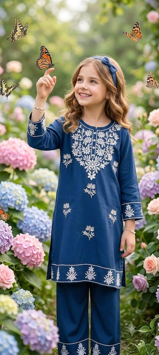 ✨ Girls Kids Wear Premium Kashmiri Embroidery Kurti Set ✨