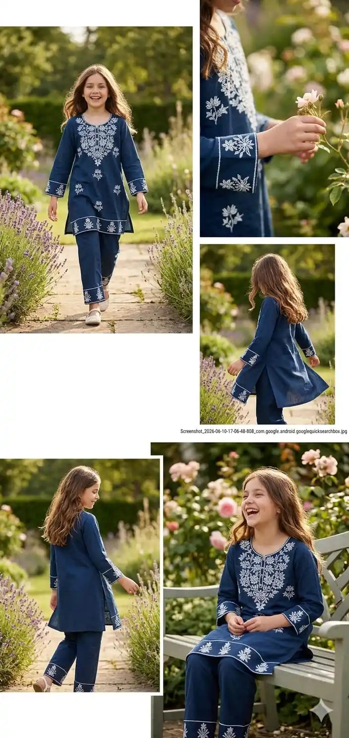 ✨ Girls Kids Wear Premium Kashmiri Embroidery Kurti Set ✨