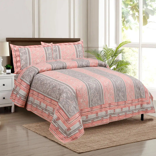 King Size 8ft x 9ft Jaipuri Cotton Bedsheet with 2 Pillow Covers