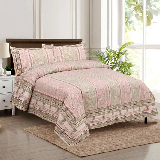 King Size 8ft x 9ft Jaipuri Cotton Bedsheet with 2 Pillow Covers