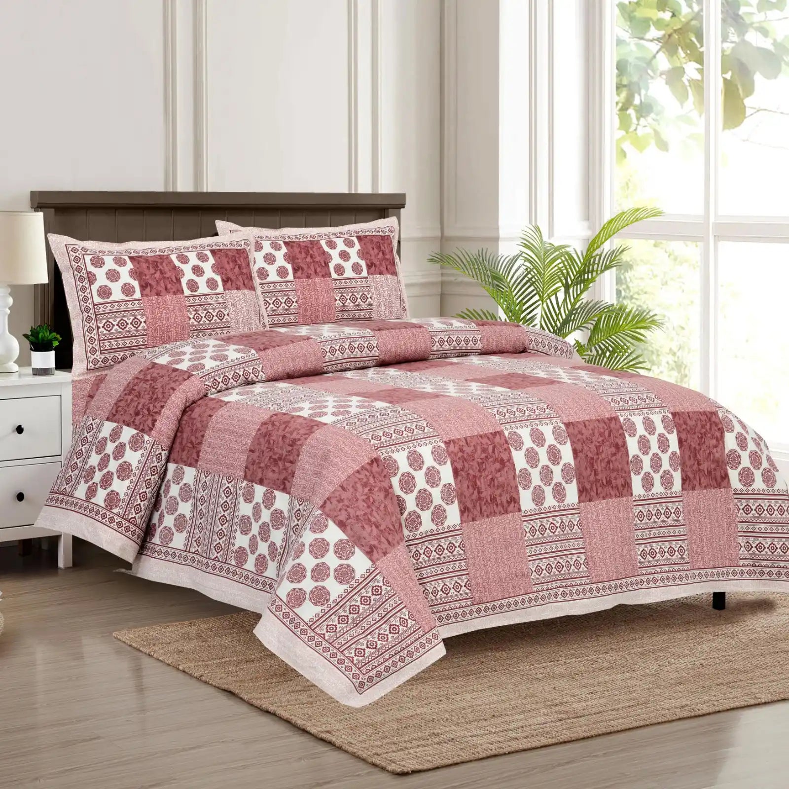 Super King Size Jaipuri Cotton Bedsheet 8x9 ft With 2 Pillow Covers - ASC Fashion Store