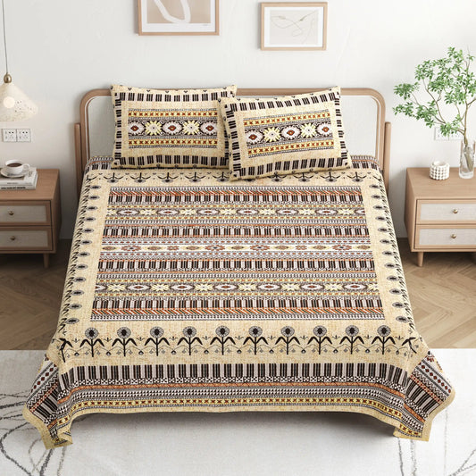 King Size 8ft x 9ft Jaipuri Cotton Bedsheet with 2 Pillow Covers