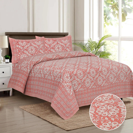 King Size 8ft x 9ft Jaipuri Cotton Bedsheet with 2 Pillow Covers