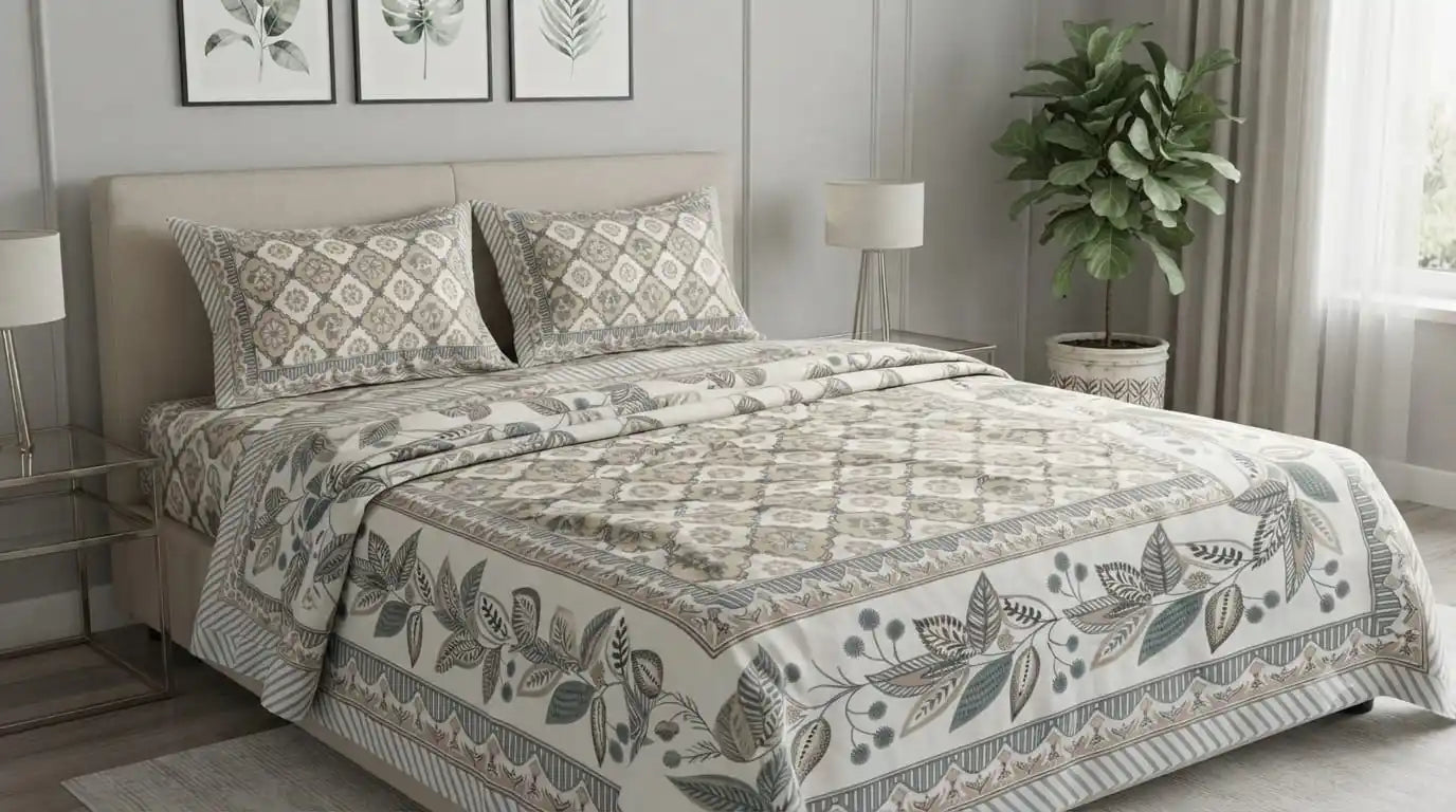 Premium delicate floral print super king size bedsheet by ASC Fashion Store