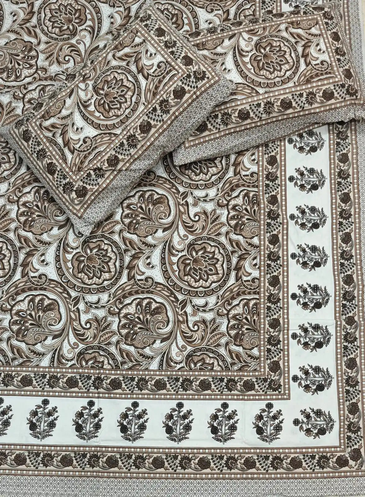Elegant Heritage Border 9x9ft Super King Bedsheet ASC Fashion Store