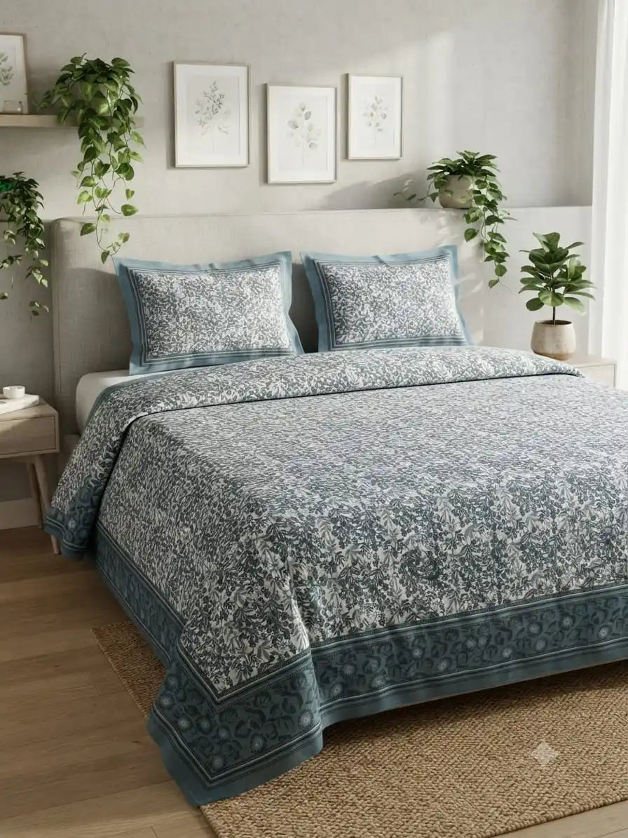 Fresh summer blossom flower print super king size bedsheet by ASC Fashion Store